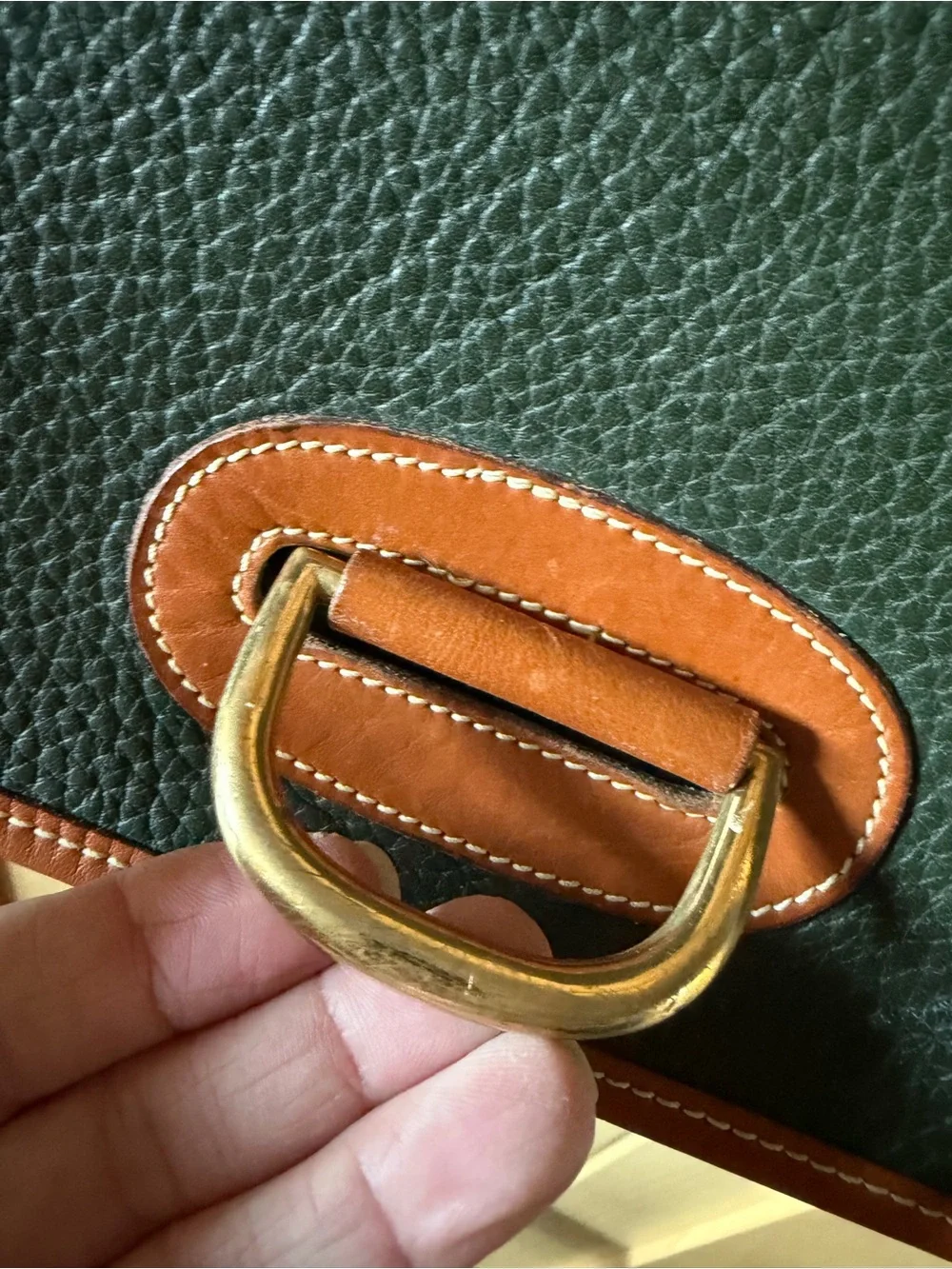 Dooney & Bourke Forrest Green Pebbled Leather Crossbody with Brown Trim